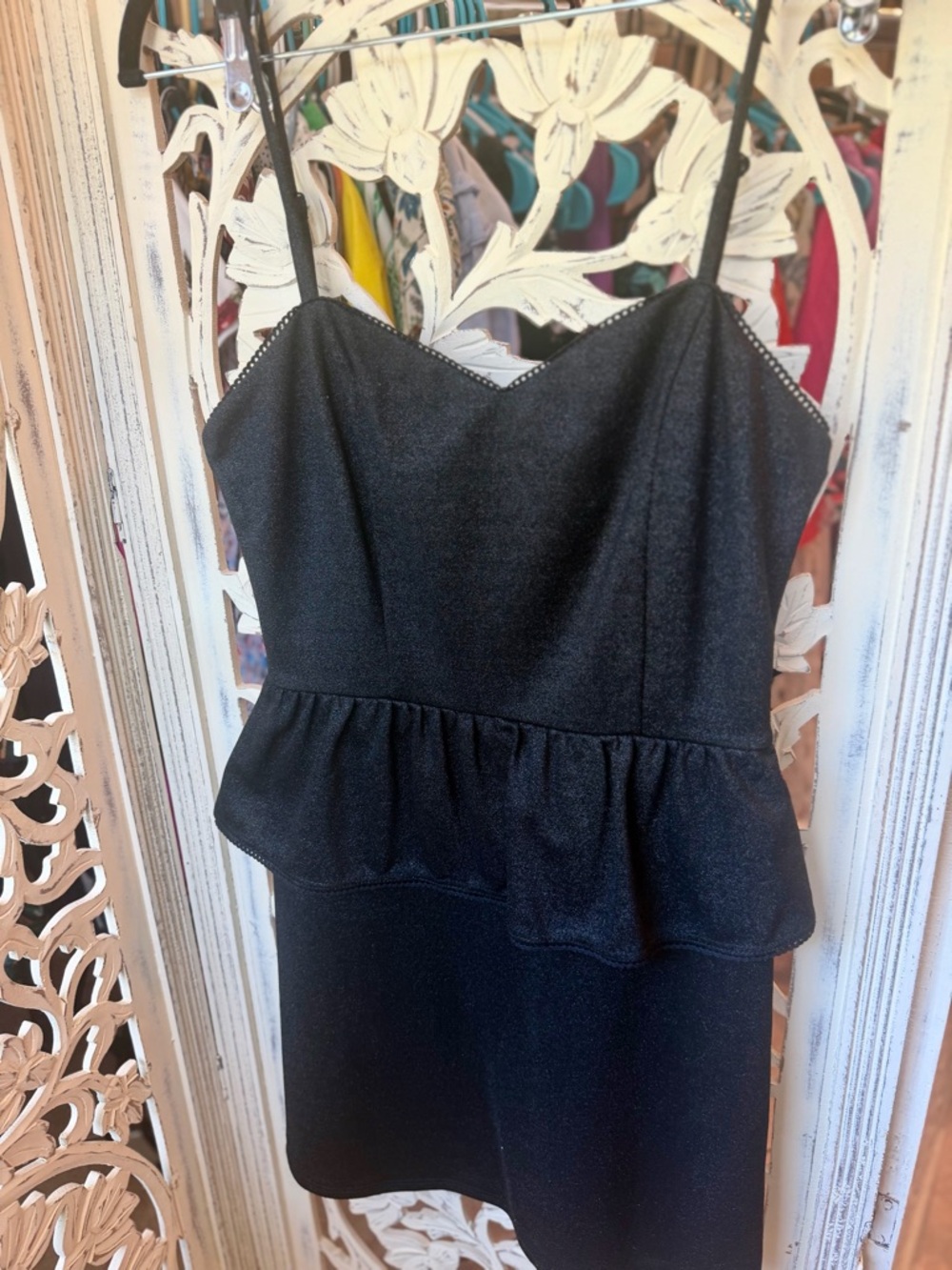 Trixxi Black Peplum Spaghetti Strap Dress